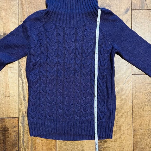 Banana Republic Wool Cashmere Purple Turtleneck Cable Knit Sweater, Size S - Picture 9 of 10